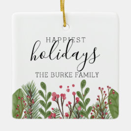 Winter Greenery Foliage Personalisiert Keramikornament