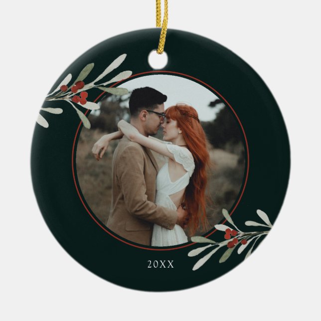 Winter Greenery Foto Urlaub Keramik Ornament (Vorne)