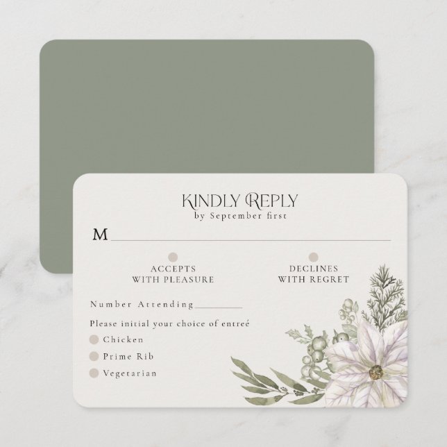 Winter Greenery Green Moss RSVP Card Optionen zum  Karte (Vorne/Hinten)