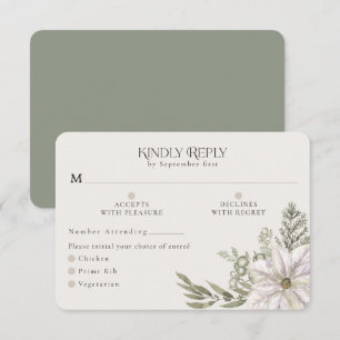 Winter Greenery Green Moss RSVP Card Optionen zum Karte