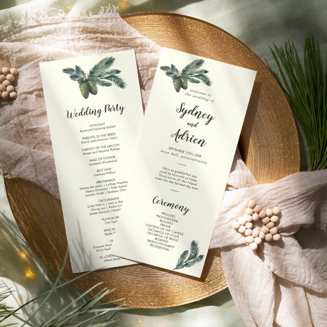 Winter Greenery | Hochzeitsprogramm für Elfenbein Programm (Von Creator hochgeladen)