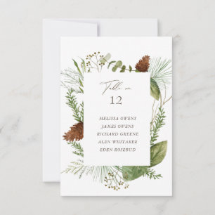 Winter Greenery Hochzeitssitze Tischnummer