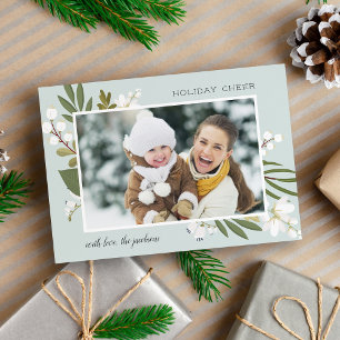 Winter Greenery   Holiday Cheer Foto Card Feiertagskarte