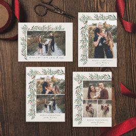 Winter Greenery Ivory Foto Weihnachten Magnetkarte