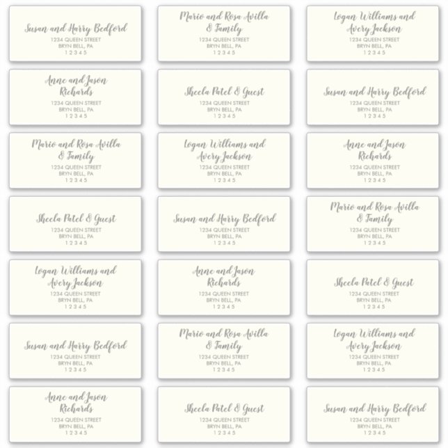 Winter Greenery|Ivory Wedding Guest Address Labels (Vorderseite)