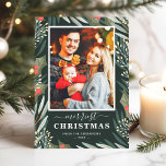 Winter Greenery Mistletoe Merriest Weihnachtsfest  Feiertagskarte<br><div class="desc">Senden Sie Ihre Grüße der Saison mit dieser "Winter Greenery Mistletoe Merriest Christmas Foto Holiday Card". (1) Für weitere Anpassungen klicken Sie bitte auf den Link "Weiter anpassen" und verwenden Sie unser Designwerkzeug, um diese Vorlage zu ändern. (2) Wenn Sie Thicker-Papiere / Matte Finish bevorzugen, können Sie den Matte Paper...</div>