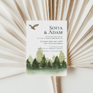 Winter Greenery Mountain Pine Trees Wedding Einladung