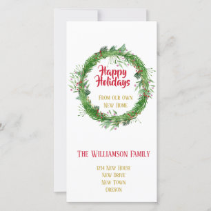 Winter Greenery Neue Zuhause Happy Holidays Feiertagskarte