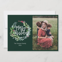winter greenery photo holiday card