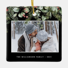 Winter Greenery | Pine and Berries 2 Foto Holiday Keramikornament