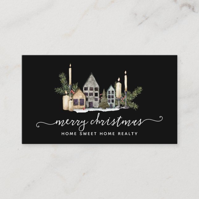 Winter Greenery Pine and Berries Holiday Business Visitenkarte (Vorderseite)