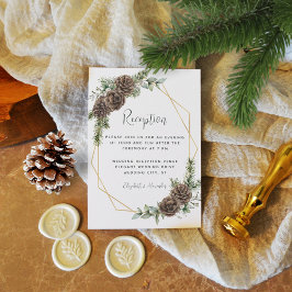 Winter Greenery Pine Cone Hochzeit Empfang Begleitkarte
