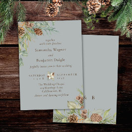 Winter Greenery Pine Gray Hochzeit Einladung