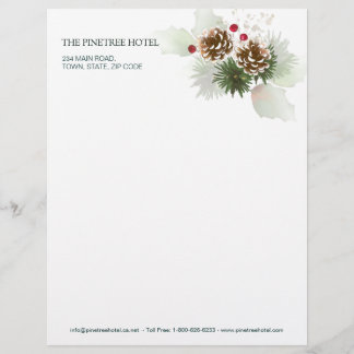 Winter Greenery Pine Red Berry Briefbogen