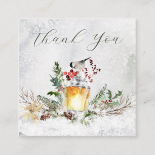 Winter Greenery Red Berry Bird Weihnachten Vielen Quadratische Visitenkarte