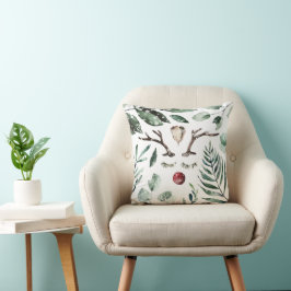 Winter Greenery Rudolph Nose Holiday Throw Kissen