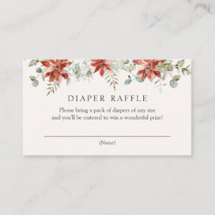 Winter Greenery und Poinsettia Diaper Raffle Begleitkarte