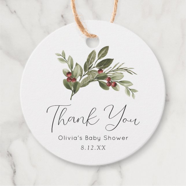 Winter Greenery Vielen Dank für Ihre Unterstützung Geschenkanhänger (Vorderseite)