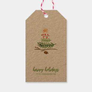 Winter Greenery Watercolor Weihnachtsbaum Geschenkanhänger