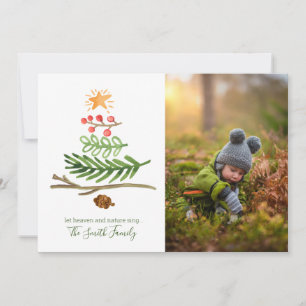 Winter Greenery Watercolor Weihnachtsbaum Karte