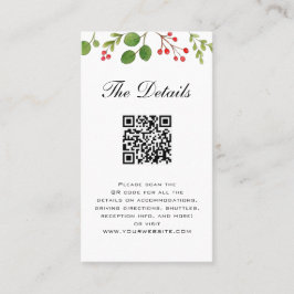 Winter Greenery Wedding Details Karte mit QR Code