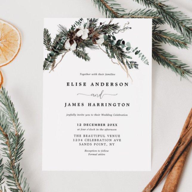 Winter Greenery Wedding Einladung (Von Creator hochgeladen)