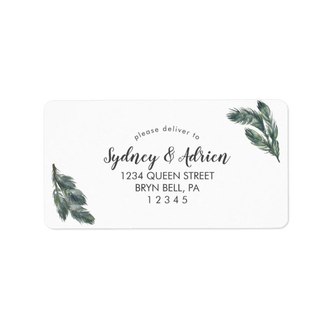 Winter Greenery Wedding RSVP Adressetikett (Vorne)