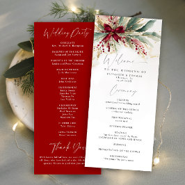 Winter Greenery Weihnachts Red Bow Wedding Program