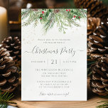 Winter Greenery Weihnachtsfeier Einladung<br><div class="desc">Schöne Weihnachtszeit-Party Einladung mit handgemalten botanischen Aquarellbildern aus Wintergrün,  Kiefer- und Fichtenzweigen,  Kegeln und Heiligenbeeren.</div>