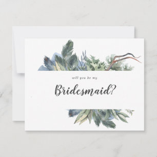 Winter Greenery wirst du meine Bridesmaid sein Mitteilungskarte
