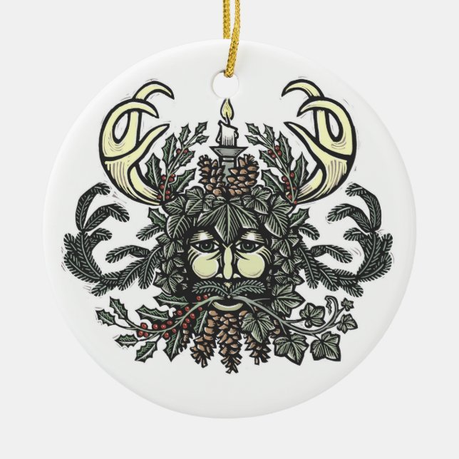 Winter-Greenman Verzierung Keramik Ornament (Vorne)