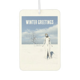 Winter Greetings. Female elf walking in the snow Autolufterfrischer