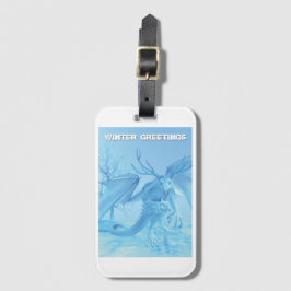 Winter Greetings. Ice dragon with antlers Gepäckanhänger