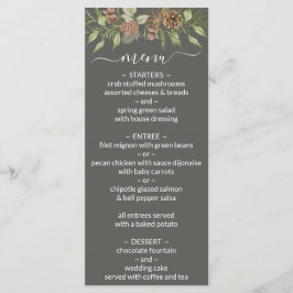 Winter Grey Elegant Script Wedding Menu Menükarte