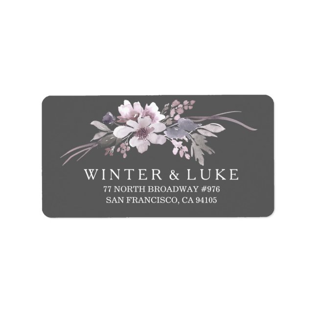 Winter Grey Floral Wedding Address Label Adressaufkleber (Vorne)