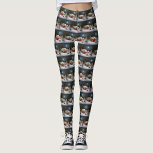Winter-Großdane-Wohnwagen-Weihnachtsabenteuer Leggings