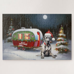 Winter-Großdane-Wohnwagen-Weihnachtsabenteuer Puzzle