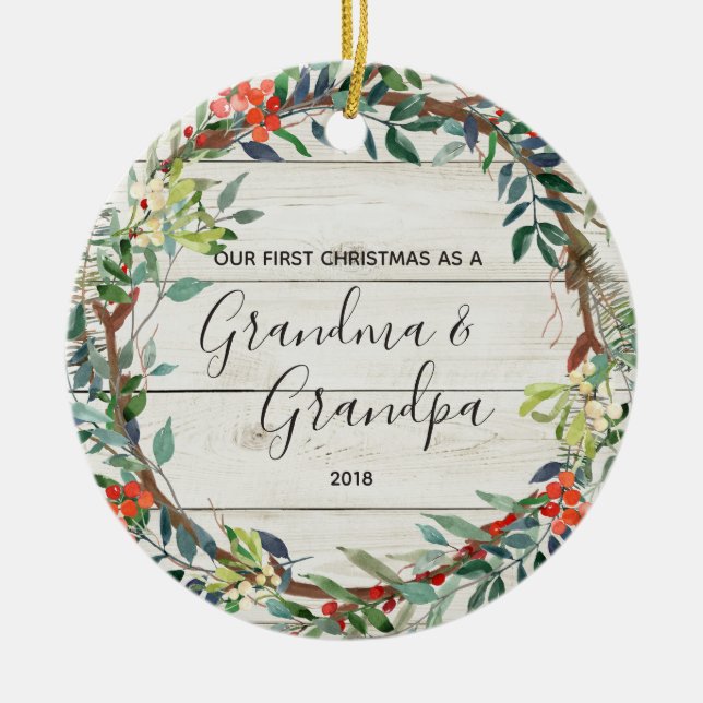 Winter-Großmutter u. Großvater-1. Keramik Ornament (Vorne)