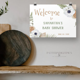 Winter Grüne Blumen Kiefern Baby Shower Begrüßung Banner
