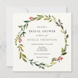 Winter Grüne und Holly Bridal Dusche Einladung