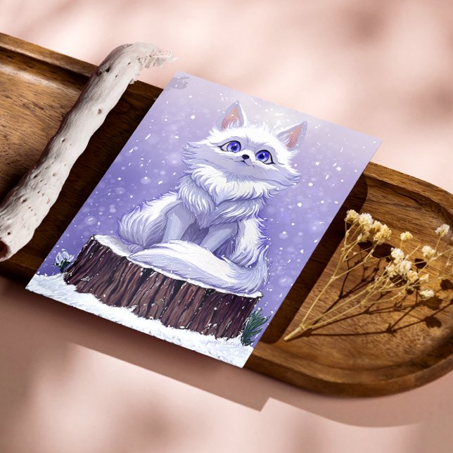 Winter Guardian : Snowy Arctic Fox Glossy Poster (true Color Reference: This image shows colors and details like the final printed poster)