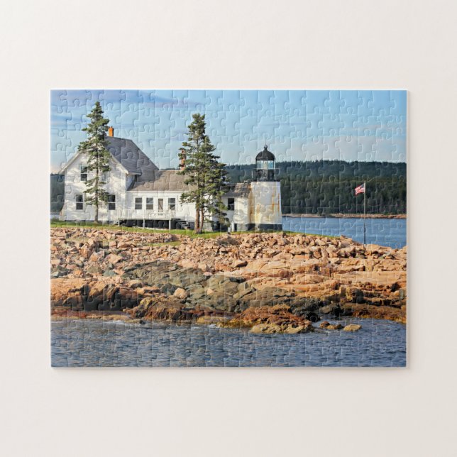 Winter-Hafen-Leuchtturm, Maine Puzzle (Horizontal)
