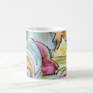 Winter-Handgemalte abstrakte Aquarellmalerei Kaffeetasse
