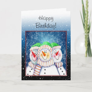 Winter Happy Birthday Card Karte