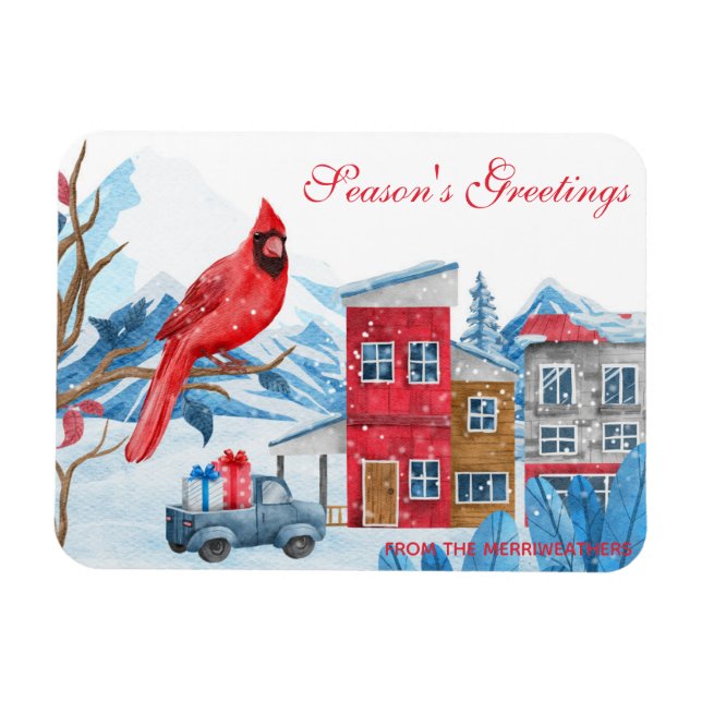 Winter Happyland Watercolor Illustration Weihnacht Magnet (Horizontal)