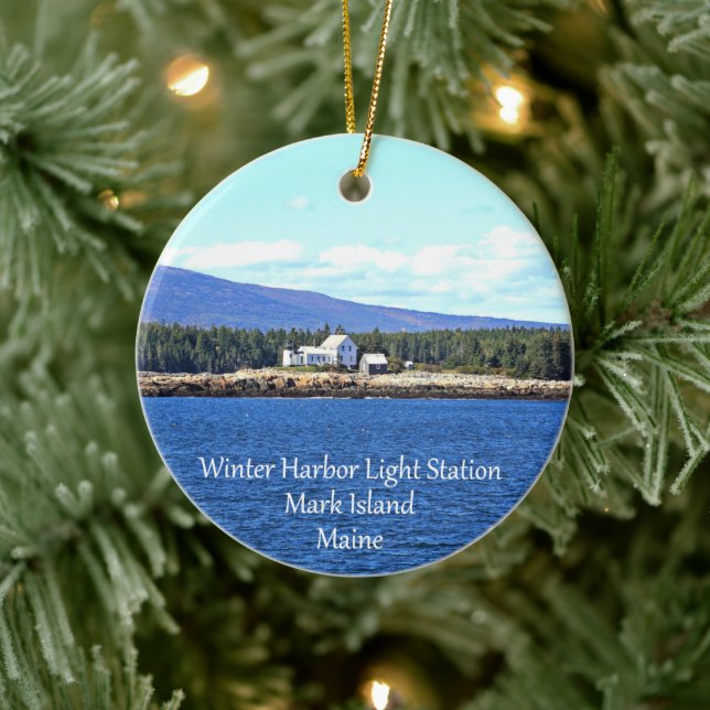 Winter Harbour Lighthouse Rund Ornament (Baum)
