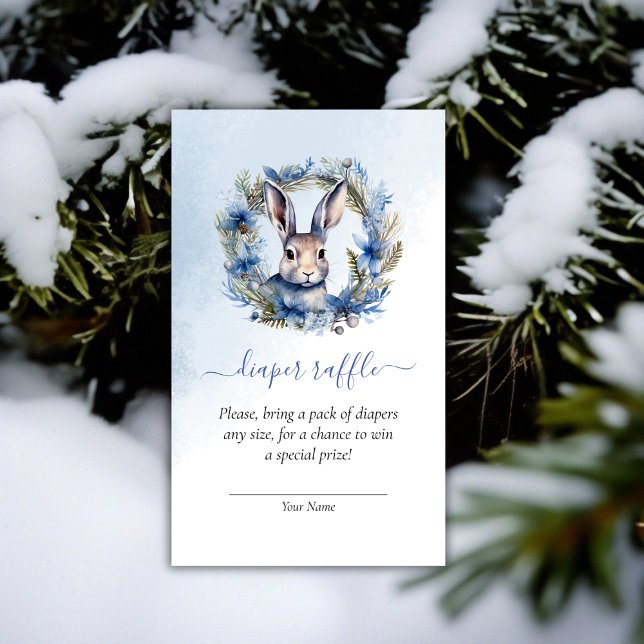 Winter Hare Baby Dusche Windeln Raffle Begleitkarte (Winter Hare Baby Shower Diaper Raffle Enclosure Card)