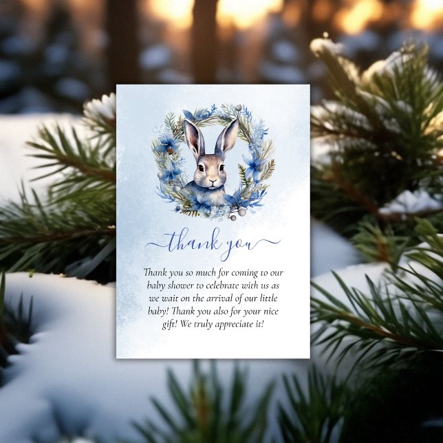Winter Hare Watercolor Babydusche Danke (Winter Hare Watercolor Baby Shower Thank You)