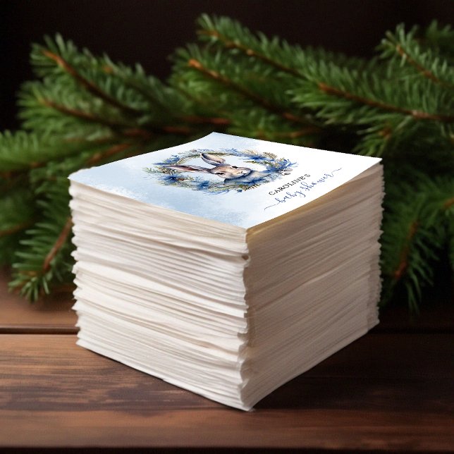 Winter Hare Watercolor Babydusche Serviette (Winter Hare Watercolor Baby Shower Napkins)