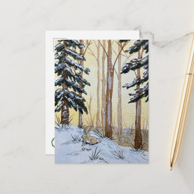 Winter-Hasen-Postkarte Postkarte (Vorderseite/Rückseite Beispiel)